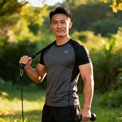 广州知名私教工作室创始人赵教练的户外运动风格头像。